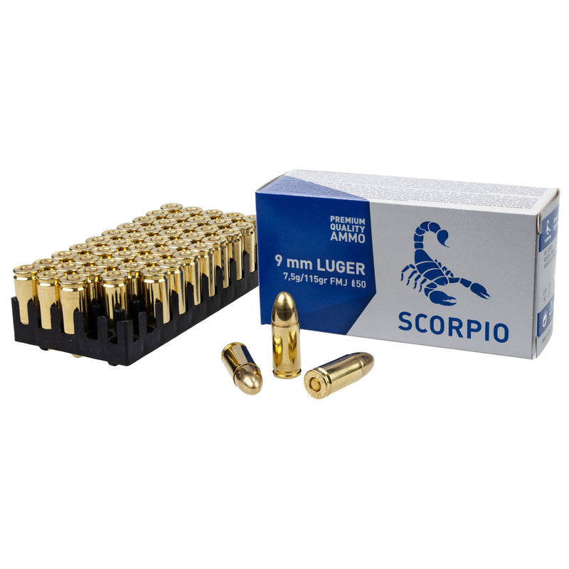 Scorpio Ammo 9mm 115gr FMJ 50/1000