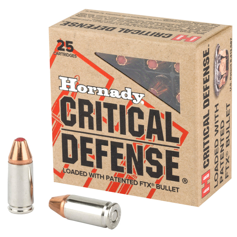 Hornady Critical Defense 9mm Luger 115gr FTX Self-Defense Ammo — 25 Rounds