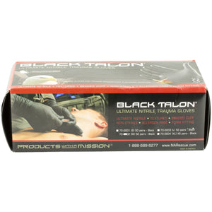 NAR Black Nitrile Tactical Gloves — Medium, 50-Pair Box, Medical Grade for First Responders