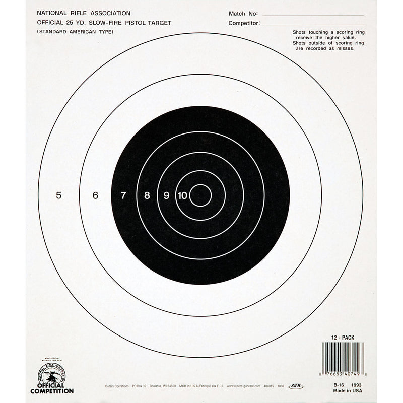 CHAMPION NRA B16 25YD PSTL S/F 100PK