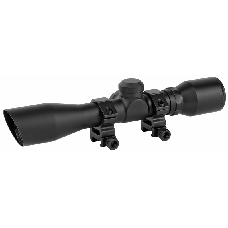 TruGlo 4x32 Rifle Scope, Diamond Reticle, Black, w/ Rings