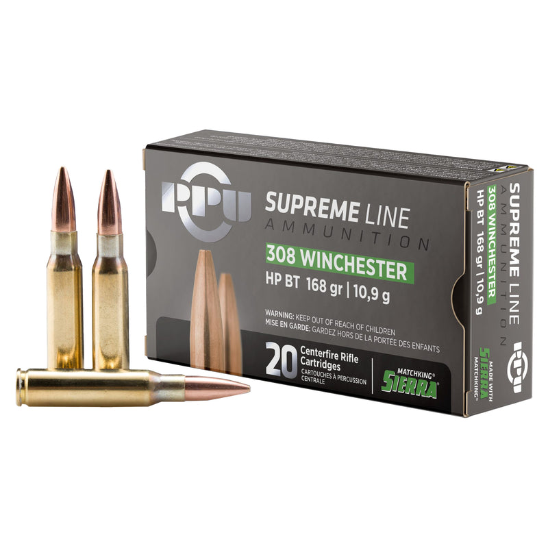 PPU SUPREME 308WIN 168GR HPBT 20/200