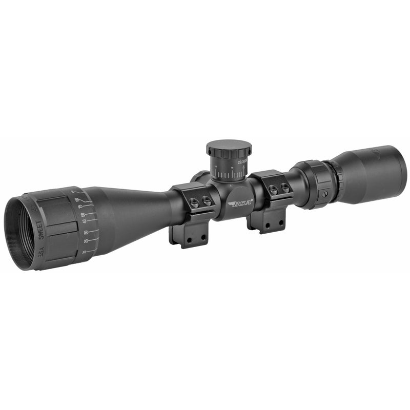BSA Sweet 22 4-12x40 AO Rifle Scope — 30/30 Reticle, .22LR Calibrated Turrets, Black