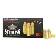 STERLING 9MM 115GR FMJ BRASS 50/1000