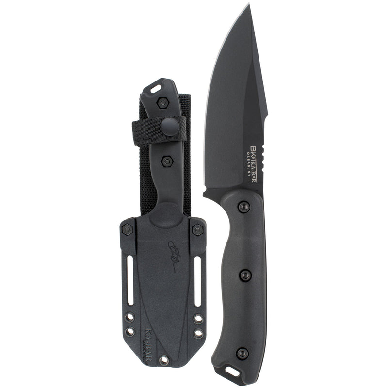 KA-BAR Becker BK18 Harpoon Tanto Knife — Black Blade with Hard Sheath, 1095 Cro-Van Steel