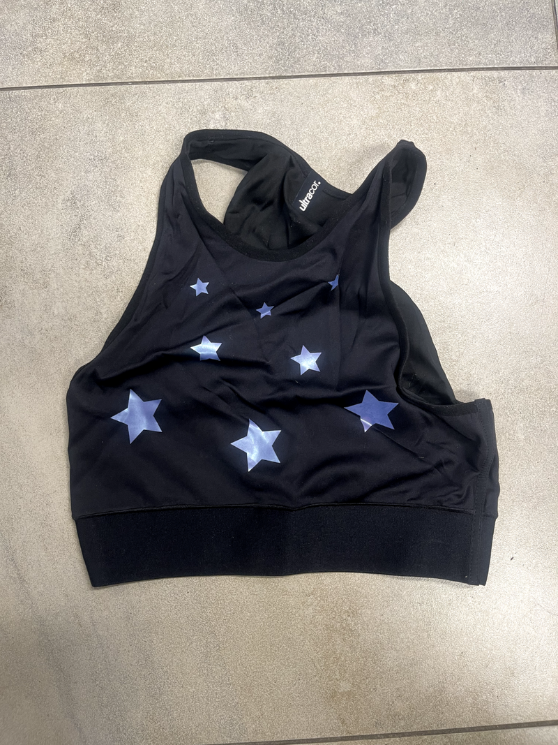 Ultracor Womens Beaded Stars Detail Pull On Sports Bra Black Size M