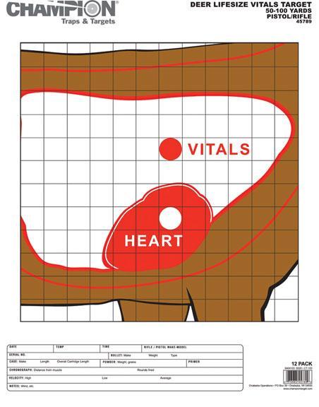 Champion Animal Paper Targets Deer Vitals 12/Pack