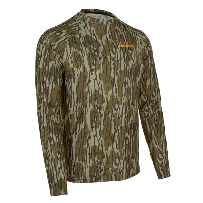 Muddy Base Layer Crew Long Sleeve Shirt Mossy Oak Bottomland S