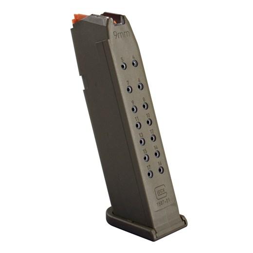 Glock Gen5 Factory Magazine G17 G17L G19 G26 G34 9mm Luger - OD Green 17/rd (Pkg)