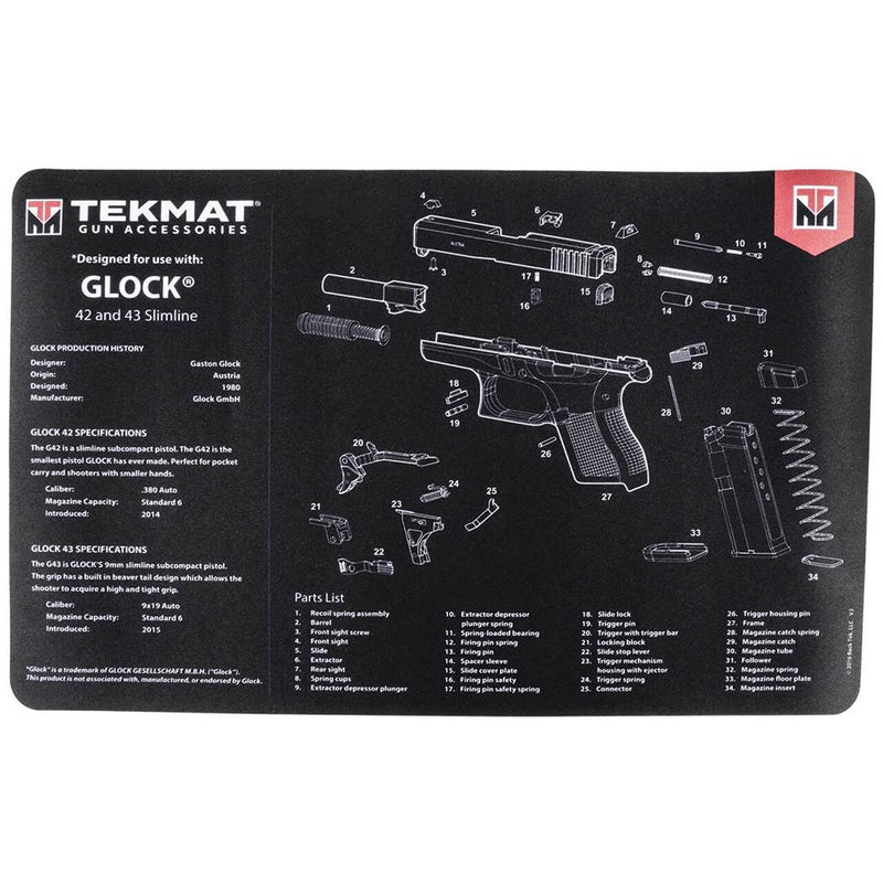 Tekmat Handgun Cleaning Mat for Glock 42/43 11