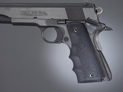 Hogue Colt Government Grips .45 1911 Rubber Grips with Finger Grooves - Black