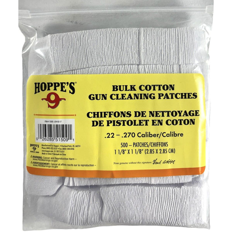 Hoppes .22-.270 Cal Gun Cleaning Patches 1-1/8