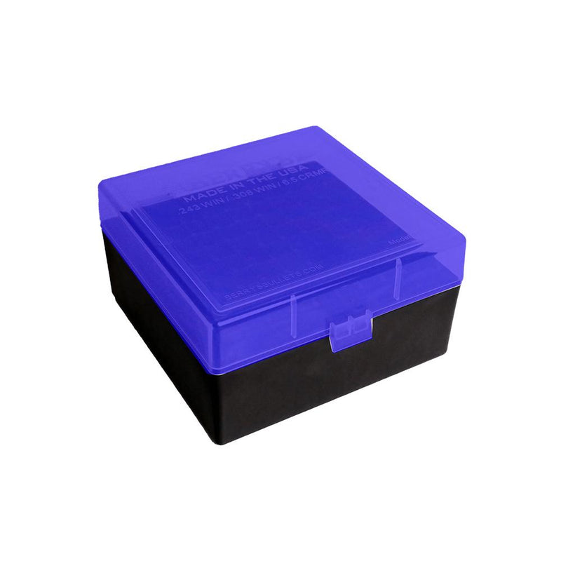 Berry's 009 Ammo Box .243/6.5/.308 Black with Blue Lid 100/ct