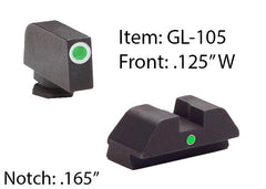Ameriglo Tritium i-Dot Night Sight Set for Select Glocks - Front Tritium - Green / Front Outline - White / Rear Style - Green Square Notch