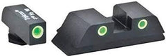 Green Tritium FRONT/REAR 3 dot sight set white outlines for Glock Gen 5