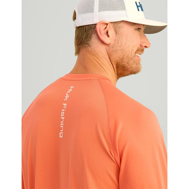 Huk Icon Crew Long Sleeve Shirt Fresh Salmon S