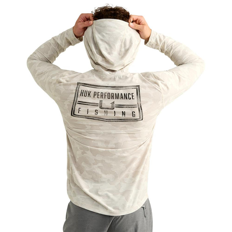 Huk Drift Performance Hoodie Long Sleeve Shirt Silver Birch Camo XL