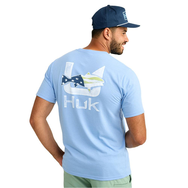 Huk Fish Flag Short Sleeve Shirt Marolina Blue 2XL