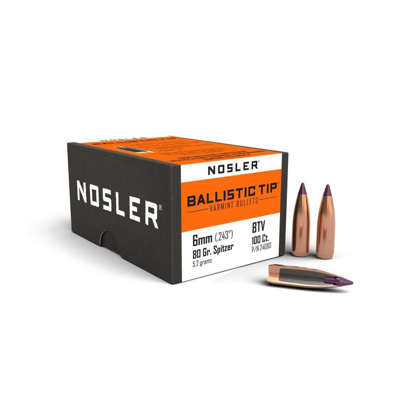 Nosler Ballistic Tip Varmint Rifle Bullets 6mm .243