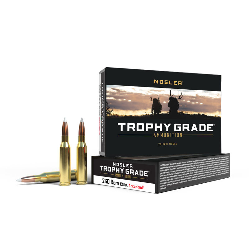 Nosler Accubond Trophy Grade Rifle Ammunition .260 Rem 130 gr PT 2700 fps 20/ct