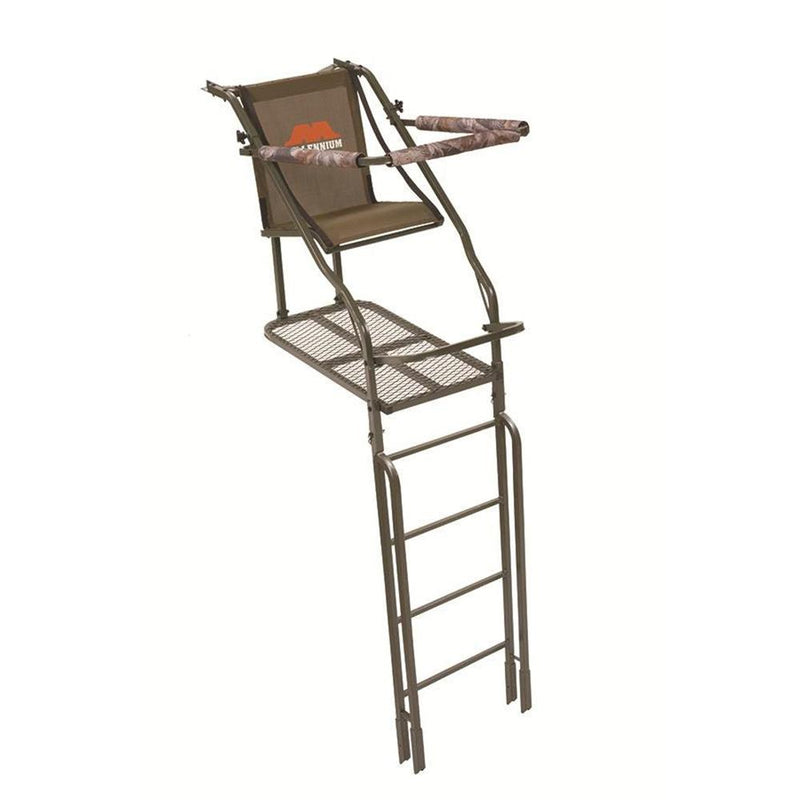 Millennium 21' Ladder Stand W Double-Size Platform & Safe-Link 35' Safety Line - MOTOR FREIGHT ONLY