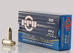 PPU Handgun Ammunition .40 S&W  165 gr FPJ  1541 fps 50/ct