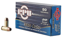 PPU Handgun Ammunition .380 ACP 94 gr JHP 951 fps 951 fps 50/ct