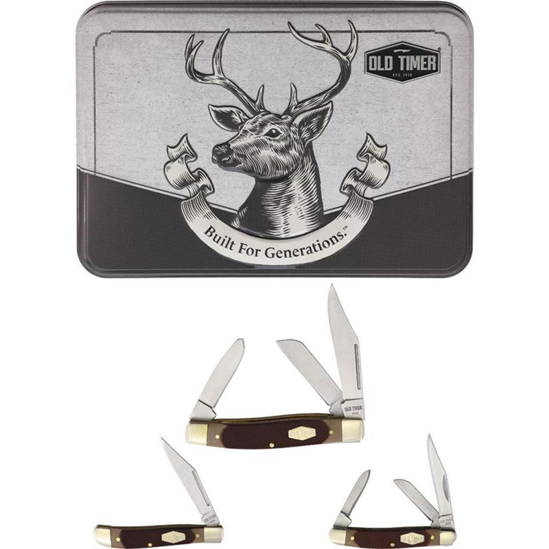 Old Timer Folding Knife Set with Tin
