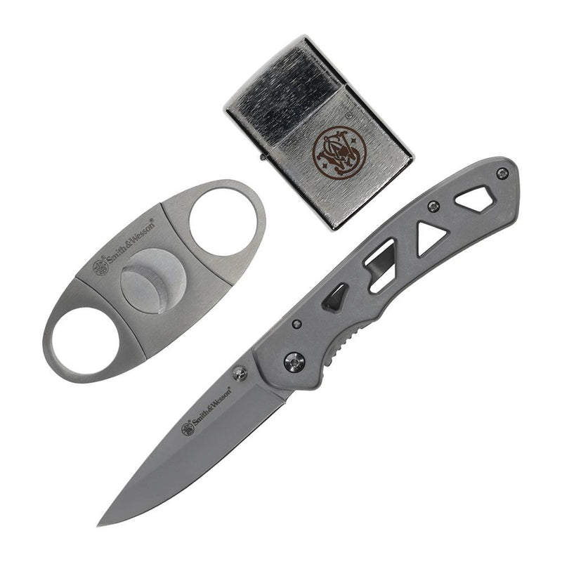Smith & Wesson Folding Knife Cigar Cutter and Lighter Combo 3