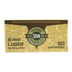 Patriot Sports Brass Case Handgun Ammunition 9mm Luger 124gr FMJ 1148 fps 1000/ct (Case of 20-50/ct Boxes)