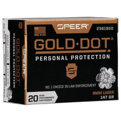 Speer Gold Dot Handgun Ammunition 9mm Luger 147 gr HP 985 fps 20/ct
