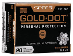 Speer Gold Dot Handgun Ammunition 9mm Luger 124 gr HP 1150 fps 20/ct