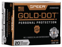 Speer Gold Dot Handgun Ammunition .45 ACP 185 gr HP 1050 fps 20/ct