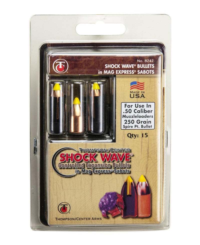 Thompson Center Shockwave Spire Point Polymer Tip Bullets .50 cal Sabot 250 gr 15/ct