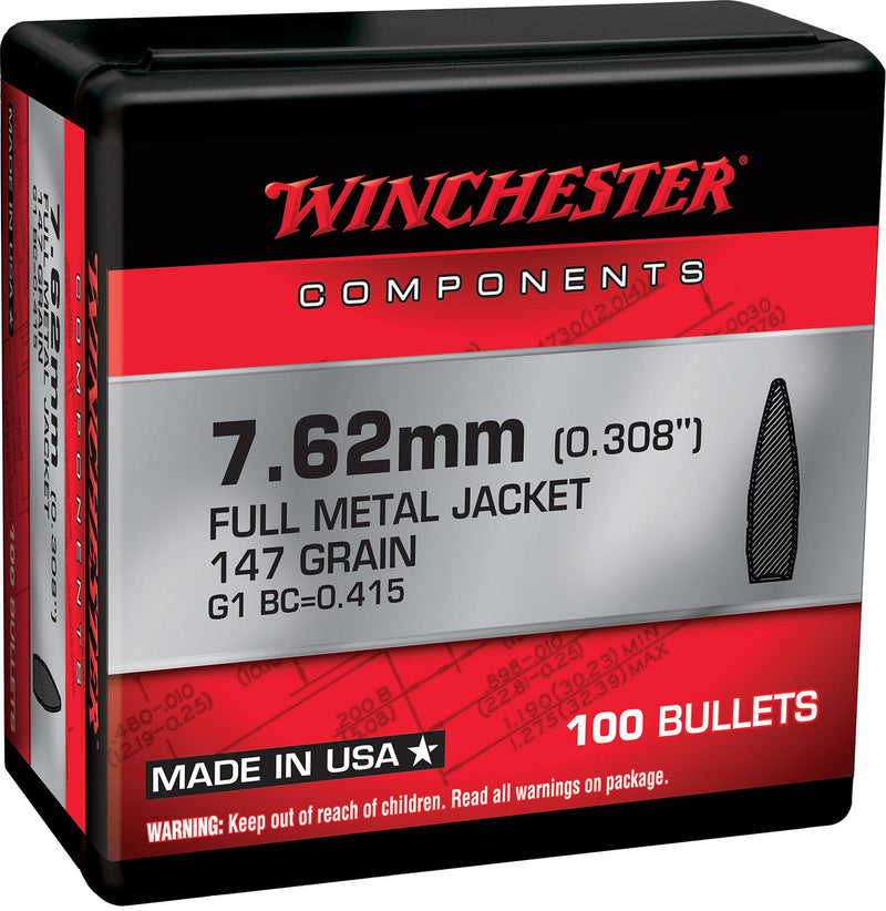 Winchester FMJBT Bullets 7.62mm .308