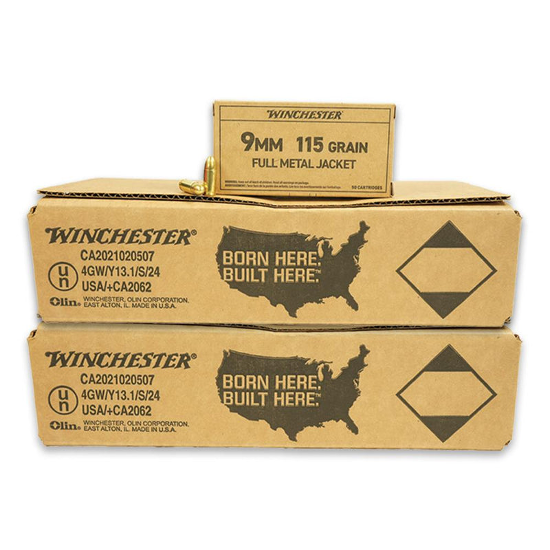Winchester Service Grade Handgun Ammunition 9mm Luger 115 gr. FMJ 1300 fps 1000/ct (20-50/ct Boxes)