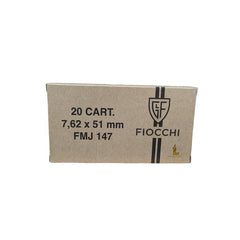Fiocchi Range Dynamics Rifle Ammunition 7.62x51mm 147gr FMJ 2790 fps 20/ct
