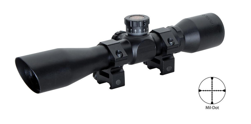 Truglo Tru-Brite Extreme Compact Tactical Rifle Scope with Rings - 4x32mm Mil-Dot  4