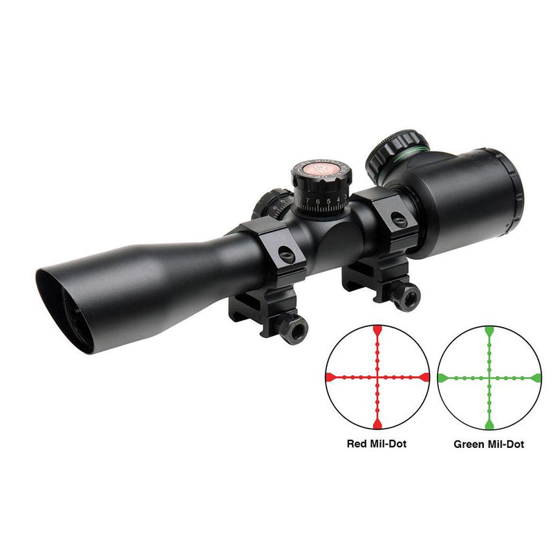 Truglo Tru-Brite Extreme Tactical Compact Rifle Scope with Rings - 4x32mm Dual Color Illum. Mil-Dot  4