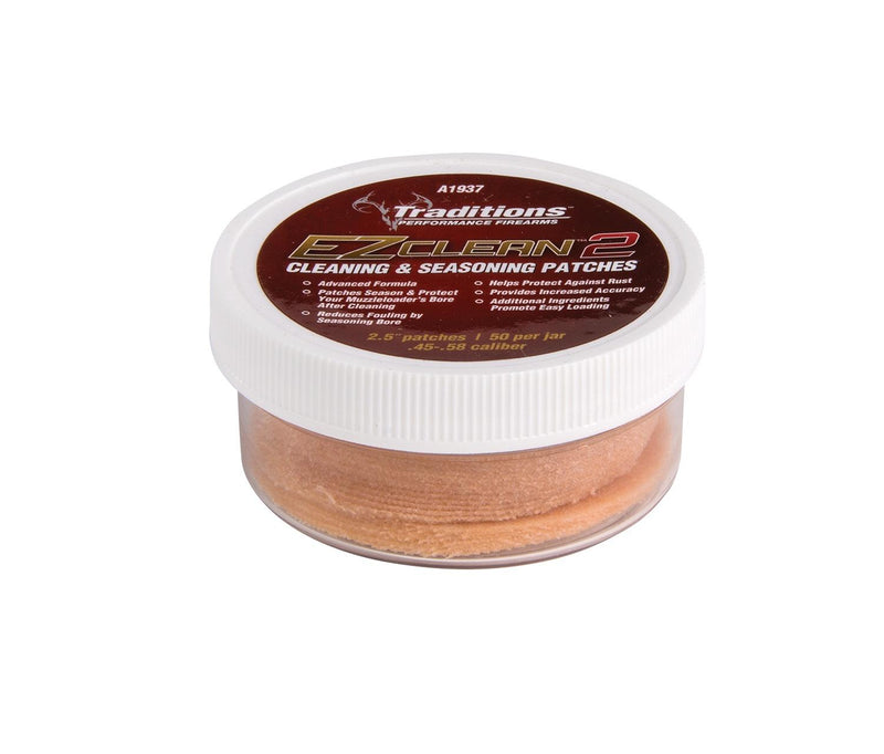 Traditions EZ Clean 2 Cleaning & Seasoning Patches .45-.58 cal 50/Jar 2.5