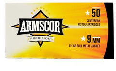 Armscor Handgun Ammunition 9mm Luger 115 gr FMJ 1097 fps 50/ct