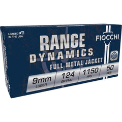 Fiocchi Pistol Shooting Dynamics Handgun Ammunition 9mm Luger 124 gr FMJ 1150 fps 1000/Case (20-50/ct Boxes)