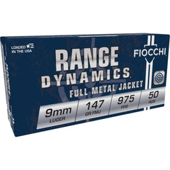 Fiocchi Pistol Shooting Dynamics Handgun Ammunition 9mm Luger 147 gr FMJ 1000 fps 50/rd