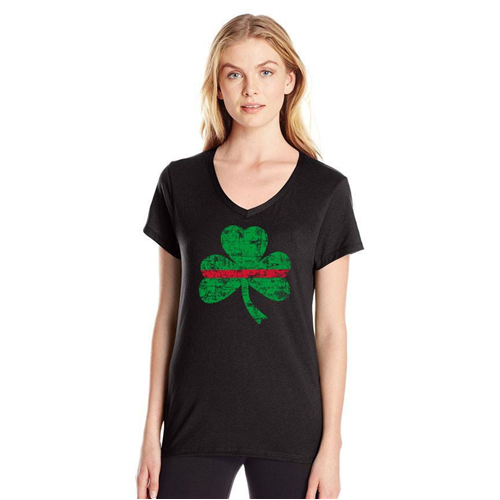 Women's V-Neck - Shamrock, Thin Blue Line