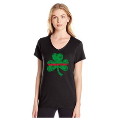 Women's V-Neck - Shamrock, Thin Blue Line