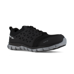 Sublite Cushion Work Athletic Shoe w/ Alloy Toe - Black Microfiber/Mesh