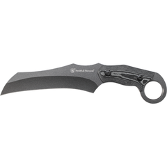 Large Drop Point Fixed Blade, Stainless Steel, Micarta Handle, Polyester Sheath w/Sharpening Stone