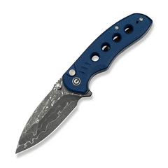 CIVIVI Triptych Flipper & Thumb Stud & Button Lock Knife Blue Canvas Micarta Handle (2.97