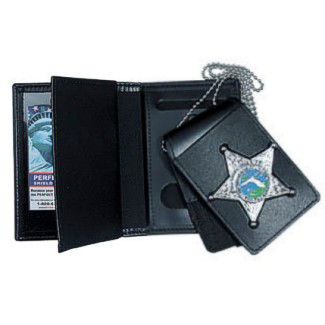 4-in-1 Dress Leather Badge & Double ID Case w/ Chain - 3.50''x5.50''