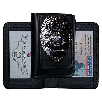 Duty Leather Double ID Case w/ Badge Flap - 2.75''x4.50''